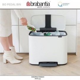Бак мусорный BO PEDAL BIN двойной с педалью, 11 л + 23 л, цвет белый, Brabantia