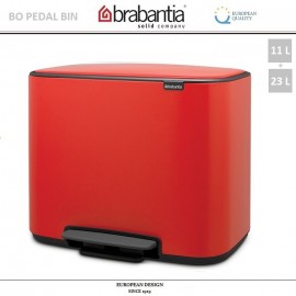 Бак мусорный BO PEDAL BIN двойной с педалью, 11 л + 23 л, цвет красный, Brabantia