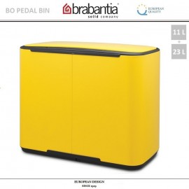 Бак мусорный BO PEDAL BIN двойной с педалью, 11 л + 23 л, цвет желтый, Brabantia