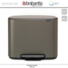 Бак мусорный BO PEDAL BIN двойной с педалью, 11 л + 23 л, цвет платиновый, Brabantia