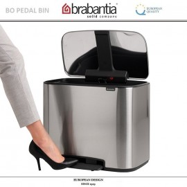 Бак мусорный BO PEDAL BIN двойной с педалью, 11 л + 23 л, цвет стальной матовый, Brabantia