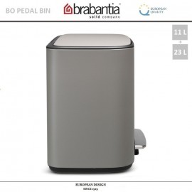 Бак мусорный BO PEDAL BIN двойной с педалью, 11 л + 23 л, цвет серый, Brabantia