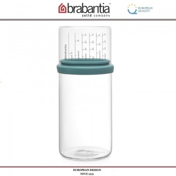 Банка STACKABLE с мерным стаканом, 1000 мл, стекло, голубой, Brabantia