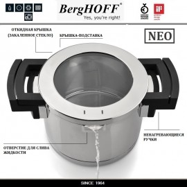 Кастрюля NEO с прозрачной мульти-крышкой, 3.8 л, D 20 см, индукционное дно, BergHOFF