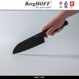 Нож RON сантоку, лезвие 16 см с антипригарным покрытием, черная ручка, BergHOFF
