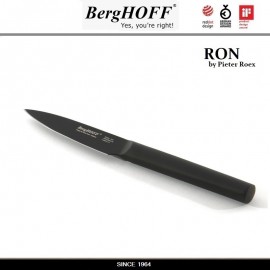 Нож RON для чистки овощей и фруктов, лезвие 8.5 см с антипригарным покрытием, черная ручка, BergHOFF
