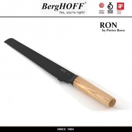 Нож RON для хлеба, лезвие 23 см с антипригарным покрытием, деревянная ручка, BergHOFF