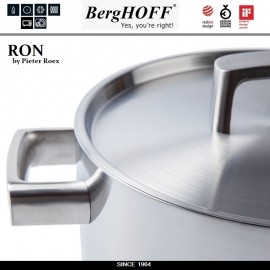 Кастрюля RON (5-ит слойная сталь), 4.3 л, D 22 см, индукционное дно, BergHOFF