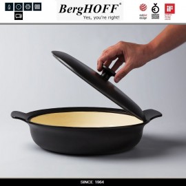 Кастрюля-сотейник RON чугунный для плиты и духовки, 3.3 л, D 28 см, цвет черный, BergHOFF