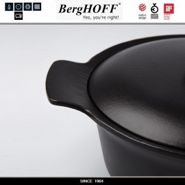Кастрюля-жаровня RON чугунная овальная для плиты и духовки, 5.2 л, 28 см, цвет черный, BergHOFF