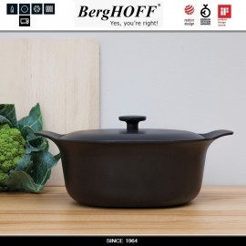 Кастрюля-жаровня RON чугунная для плиты и духовки, 4.2 л, 24 см, цвет черный, BergHOFF