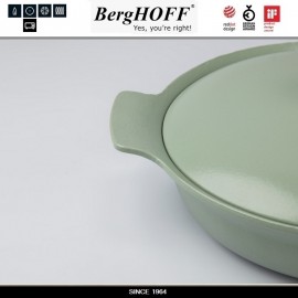Кастрюля-сотейник RON чугунный для плиты и духовки, 3.3 л, D 28 см, цвет зеленый, BergHOFF