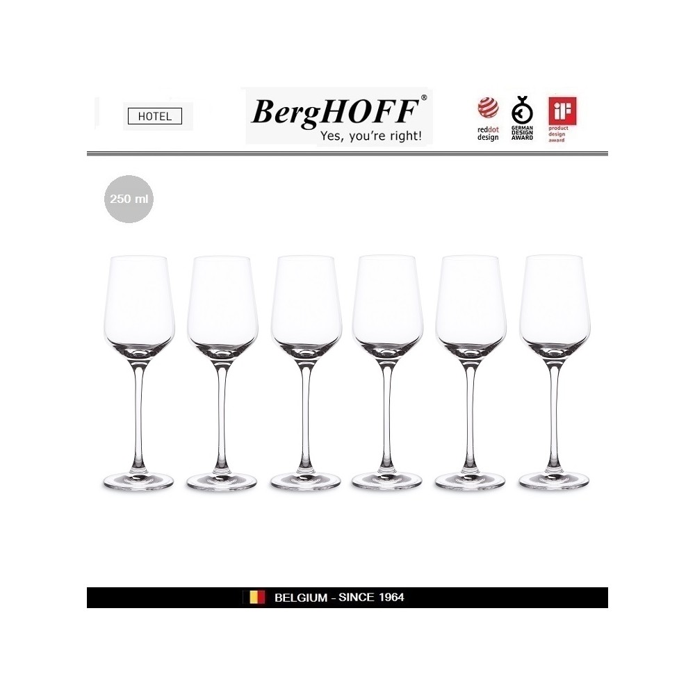 Набор бокалов Chateau Hotel для белого вина, 6 шт по 250 мл, H 22 см, BergHOFF