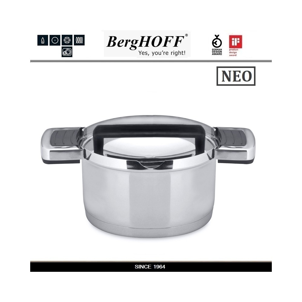 Кастрюля NEO Click, 3.6 л, D 20 см, индукционное дно, BergHOFF