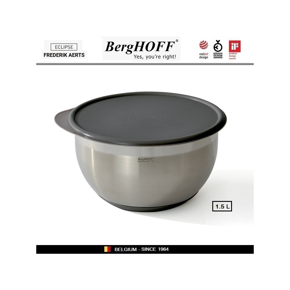 Миска (салатник) Eclipse с крышкой, 1.5 л, D 16 см, сталь 18/10, BergHOFF