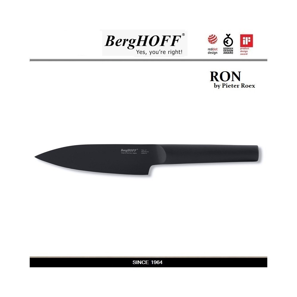 Нож поварской RON, лезвие 13 см с антипригарным покрытием, черная ручка, BergHOFF