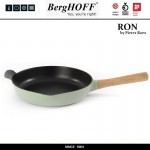 Сковорода RON чугунная с эмалевым покрытием, D 26 см, индукционное дно, цвет зеленый, BergHOFF