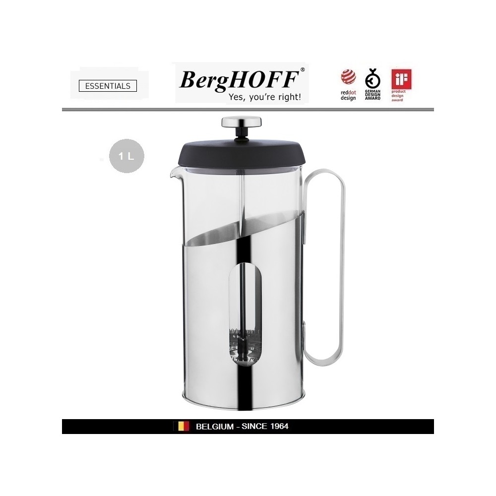 Заварочный чайник Essentials френч-пресс, 1000 мл, BergHOFF
