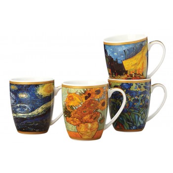 Набор кружек худ. Van Gogh (Ван Гог) в подарочной упаковке, 4 шт по 400 мл, серия Van Gogh, Casa Domani