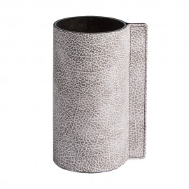 98968 HIPPO white-grey ваза для цветов, кожа/стекло, D 11 см, H 20 см, серия HIPPO, LIND DNA