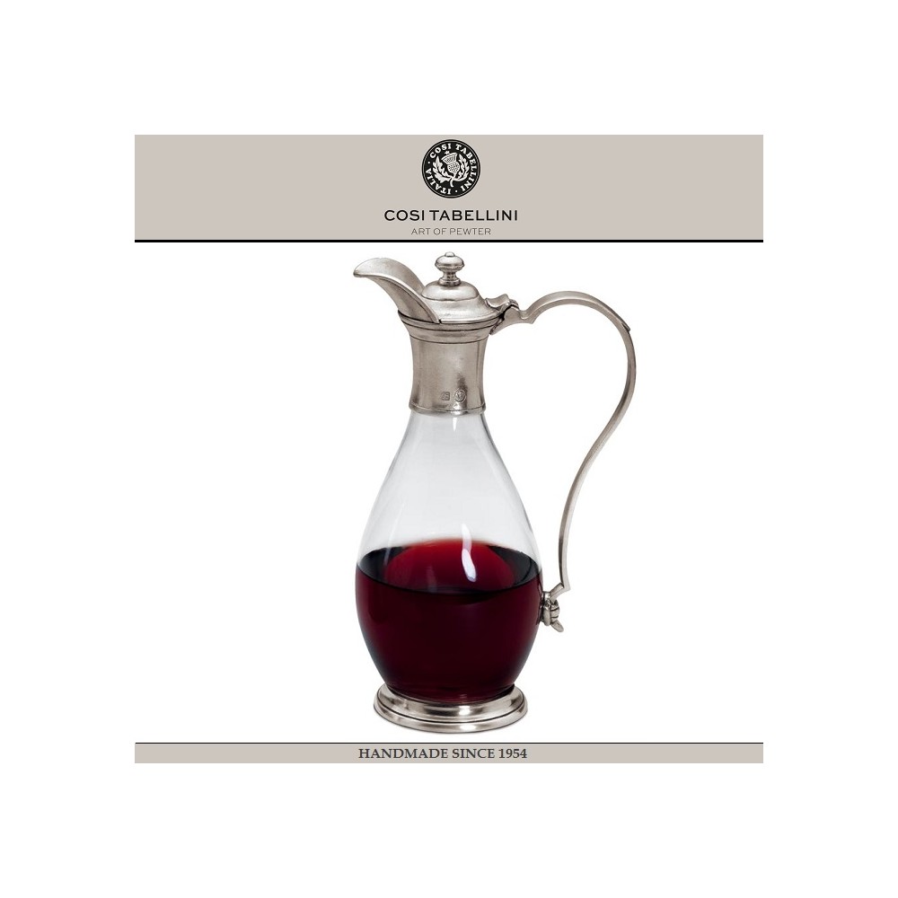 Графин VELLETRI для выдержанного вина, 1 литр, олово, стекло, Cosi Tabellini