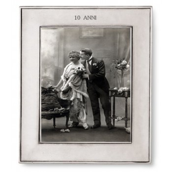 Фото-рамка 10 ЛЕТ ОЛОВЯННАЯ СВАДЬБА вертикальная, H 26,5 см, W 11 см, олово, серия LOMBARDIA, Cosi Tabellini