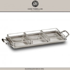 Менажница UMBRIA на 3 секции с ручками, 29 x 13.5 см, олово, стекло, Cosi Tabellini