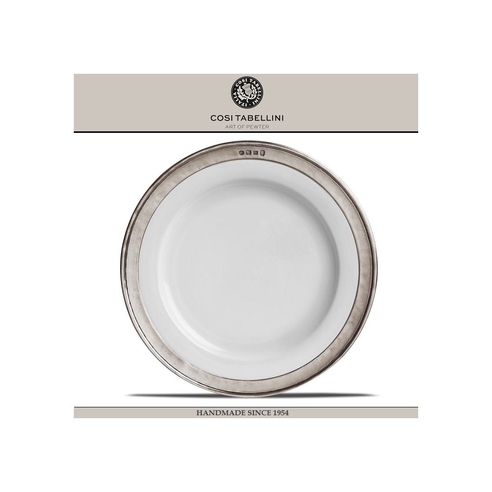 Обеденная тарелка CONVIVIO, D 27.5 см, олово, белый, Cosi Tabellini