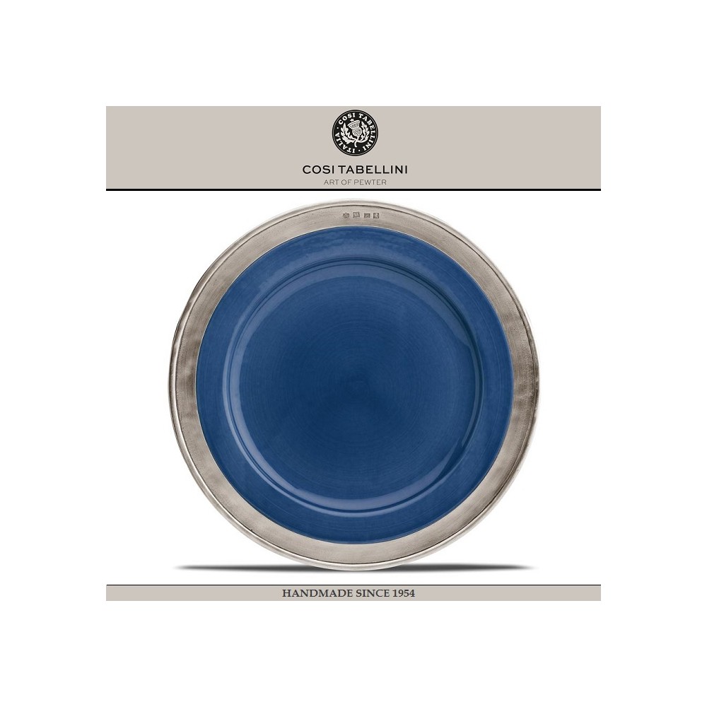 Обеденная тарелка CONVIVIO, D 27.5 см, олово, синий, Cosi Tabellini