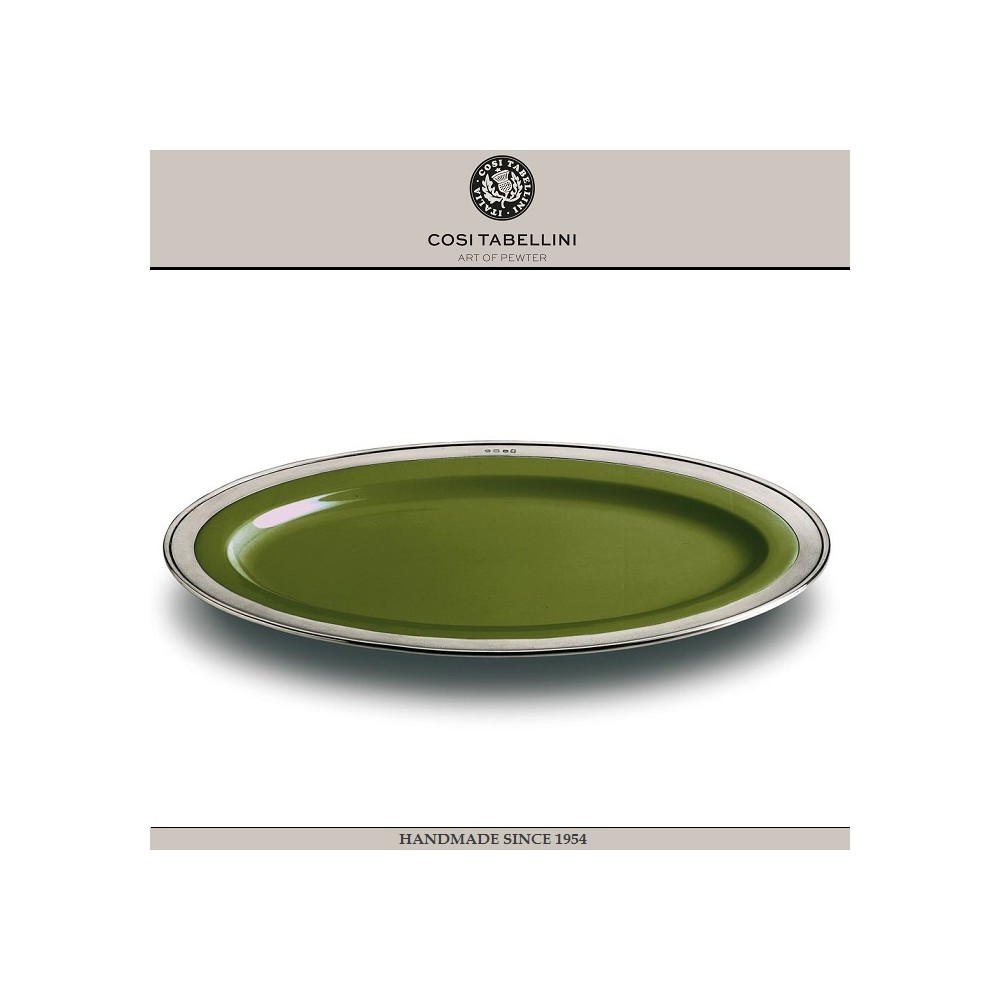 Блюдо CONVIVIO сервировочное овальное, 37 x 27 см, олово, зеленый, Cosi Tabellini