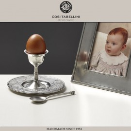 Подставка EVITA для яйца с блюдцем и ложкой (с метриками для гравировки), H 8 см, олово, ручная работа, Cosi Tabellini
