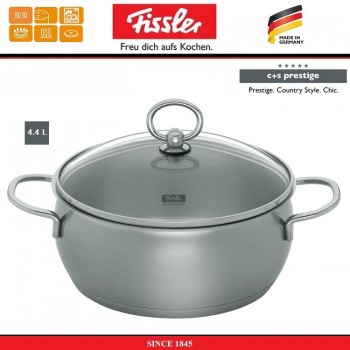 Кастрюля низкая C+S Prestige, 4.4 литра, D 24 см, сталь 18/10, Fissler