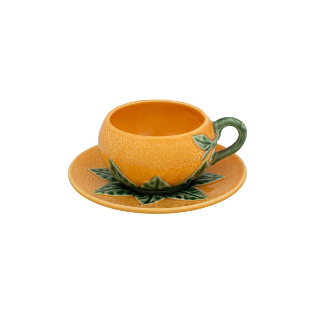 Чашка чайная с блюдцем Bordallo Pinheiro "Апельсин" 300мл, Керамика, Bordallo Pinheiro, Португалия