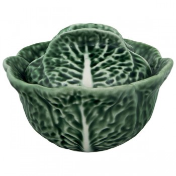 Глубокая миска "Капуста" с крышкой 200 мл, керамика ручной работы, Bordallo Pinheiro, Португалия