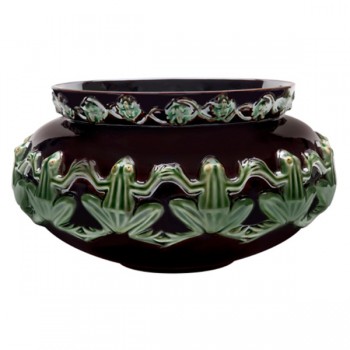 Ваза Bordallo Pinheiro "Лягушки" 32х18см, черная, Керамика, Bordallo Pinheiro, Португалия