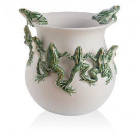Ваза Bordallo Pinheiro "Танцующие лягушки" 25х28,5см, белая, Керамика, Bordallo Pinheiro, Португалия Ваза Bordallo Pinheiro "Танцующие лягушки" 25х28,5см, белая, Керамика, Bordallo Pinheiro, Португалия