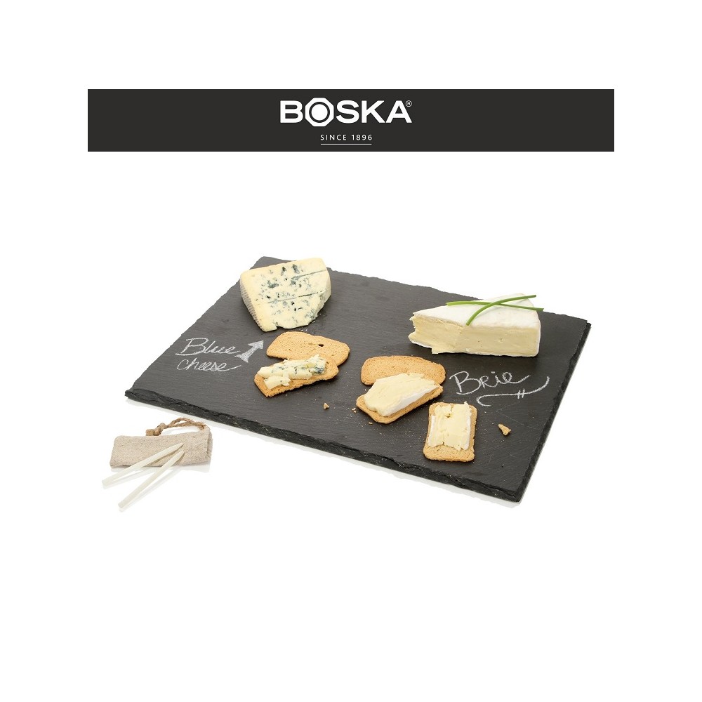 BOSKA Доска сервировочная с мелками для сыра и тапас, 40 x 30 см, сланец, Boska, Нидерланды