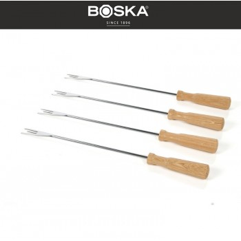 Набор вилок для фондю, 4шт, нержавеющая сталь, дерево, Boska, Нидерланды