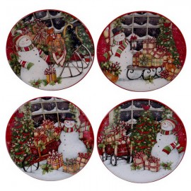 Тарелка десертная "Сани снеговика" 16см, Керамика, CERTIFIED INTERNATIONAL CORP, США