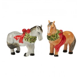 Набор соль и перец "Рождество на ферме" 10см, лошади, Керамика, CERTIFIED INTERNATIONAL CORP, США