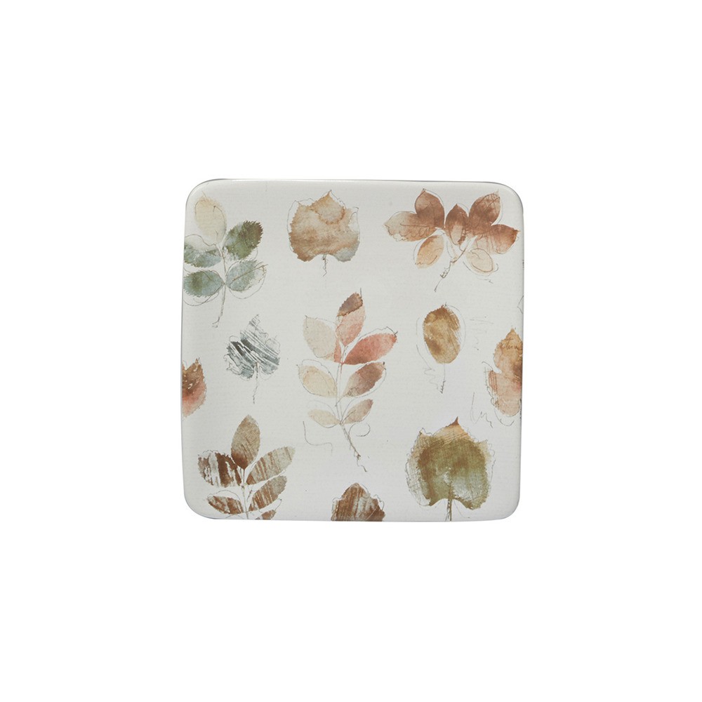 Тарелка для закусок квадратная "Прогулка в лесу. Листья" 15см, Керамика, CERTIFIED INTERNATIONAL CORP, США