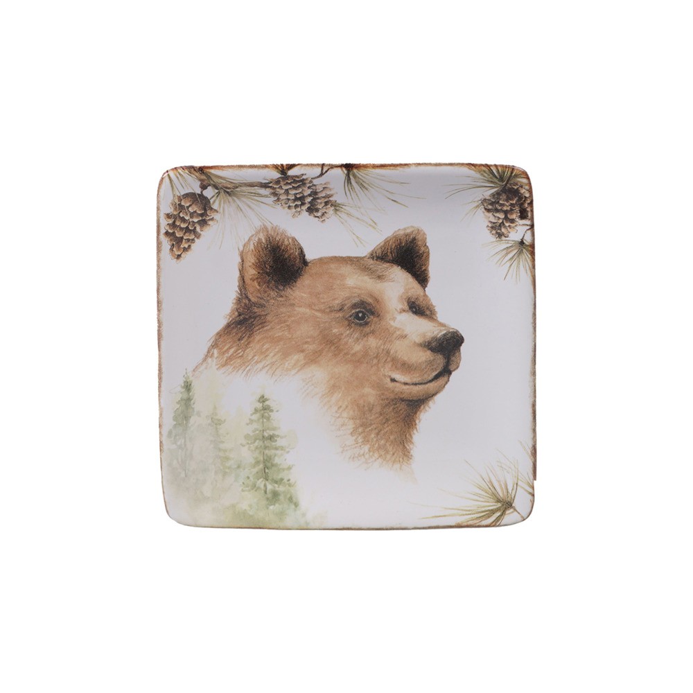 Тарелка пирожковая квадратная "Заповедный лес. Медведь" 15см, Керамика, CERTIFIED INTERNATIONAL CORP, США