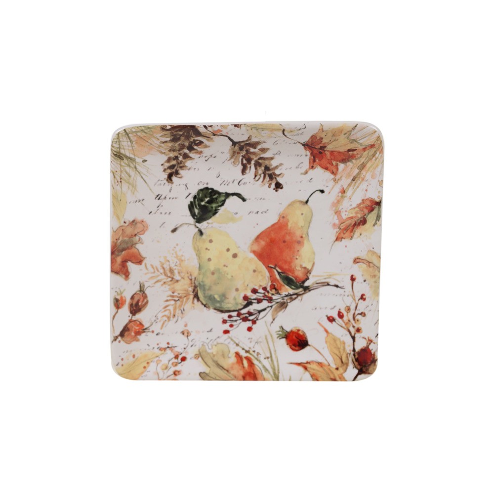 Тарелка пирожковая квадратная "Осенние краски. Груши" 15см, Керамика, CERTIFIED INTERNATIONAL CORP, США