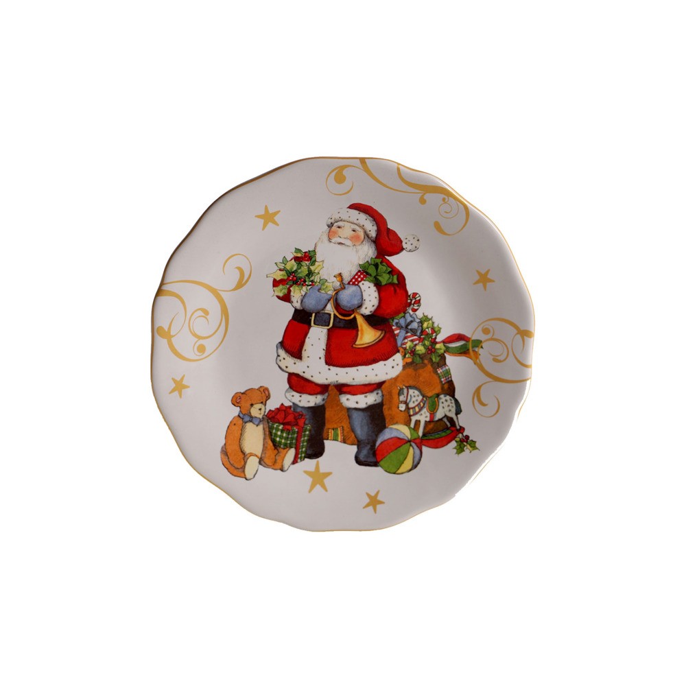 Тарелка закусочная "Винтажный Санта.Мячик" 23см, Керамика, CERTIFIED INTERNATIONAL CORP, США