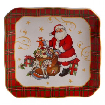 Тарелка десертная квадратная "Винтажный Санта.Зайчик" 15см, Керамика, CERTIFIED INTERNATIONAL CORP, США