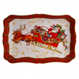 Блюдо прямоугольное "Винтажный Санта" 41х30см, Керамика, CERTIFIED INTERNATIONAL CORP, США