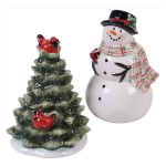Набор из солонки и перечницы 3D  "Снеговик" 10см (снеговик и ёлочка), Керамика, CERTIFIED INTERNATIONAL CORP, США