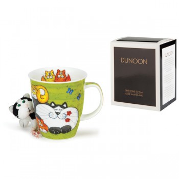 Кружка Dunoon "Кошки с котятами.Невис" 480мл (зелёная), Фарфор костяной, Dunoon, Великобритания