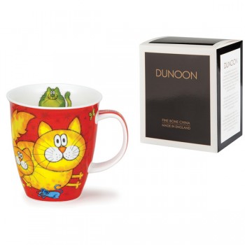 Кружка Dunoon "Кошки с котятами.Невис" 480мл (красная), Фарфор костяной, Dunoon, Великобритания
