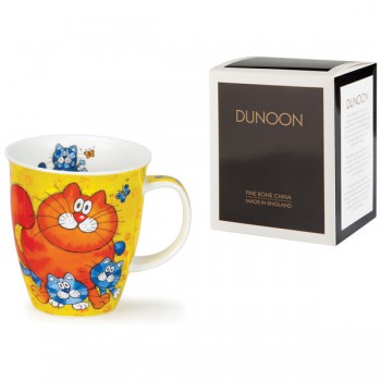 Кружка Dunoon "Кошки с котятами.Невис" 480мл (жёлтая), Фарфор костяной, Dunoon, Великобритания